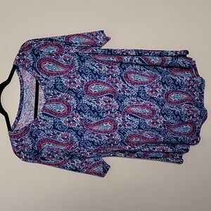 Chico's Paisley Print Jersey Short Sleeve Tee Size M